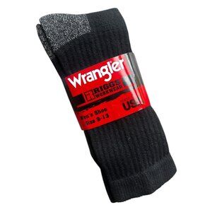 Wrangler Riggs Workwear Men's Ring-Spun Cotton Work Socks 2-Pack Black #29440